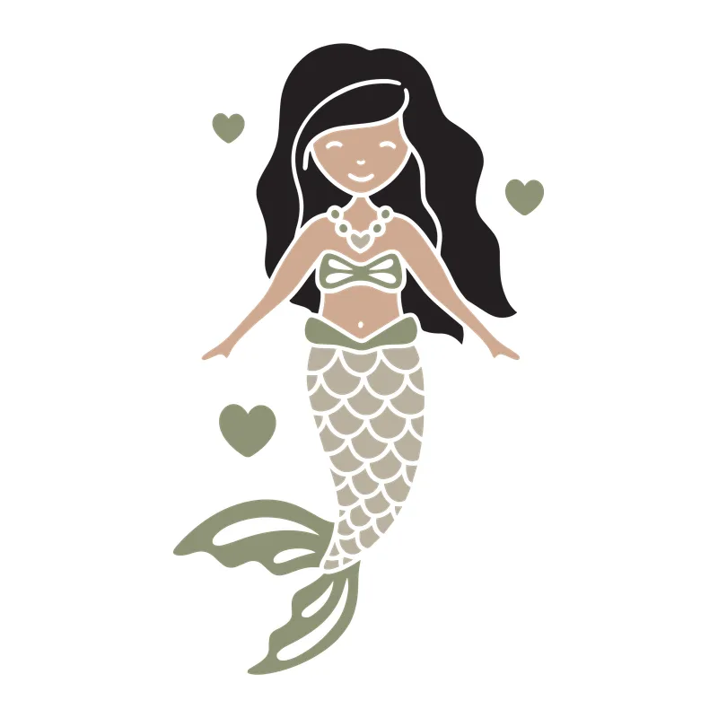 Smiling Mermaid with Hearts