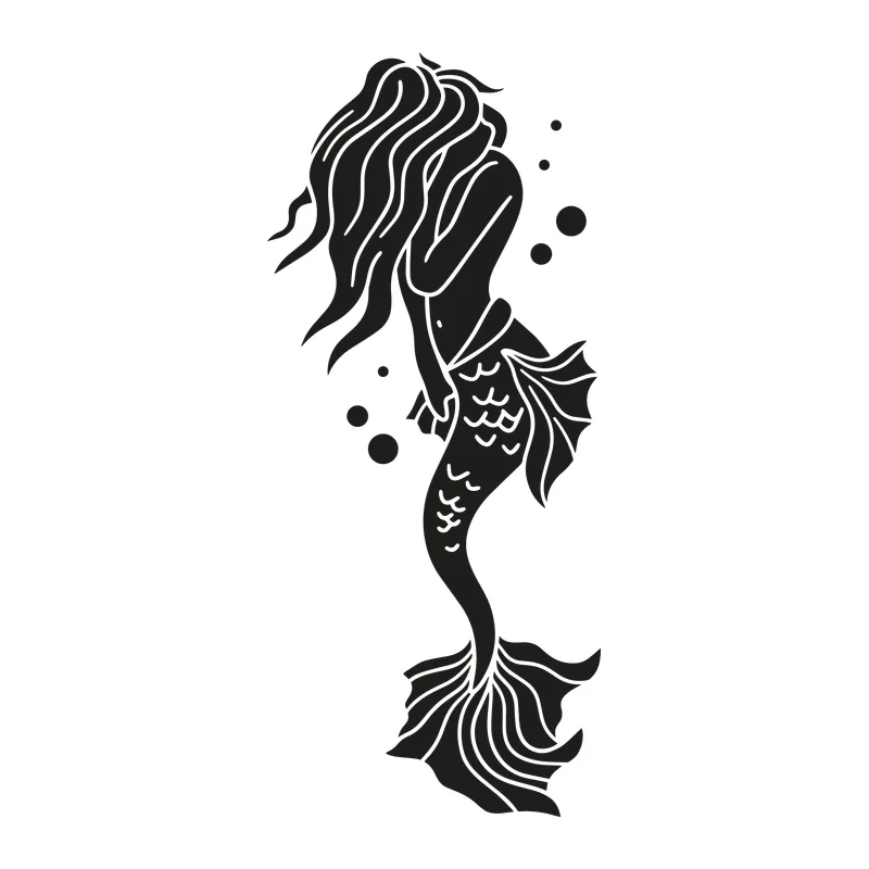 Mermaid Silhouette With Bubbles