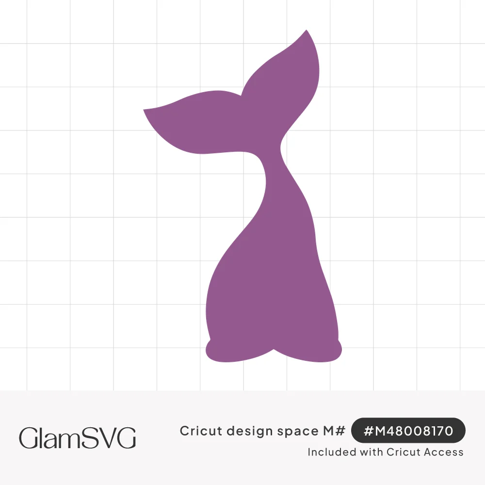 Solid purple silhouette of a mermaid tail with a curved fin flaring up and to the side