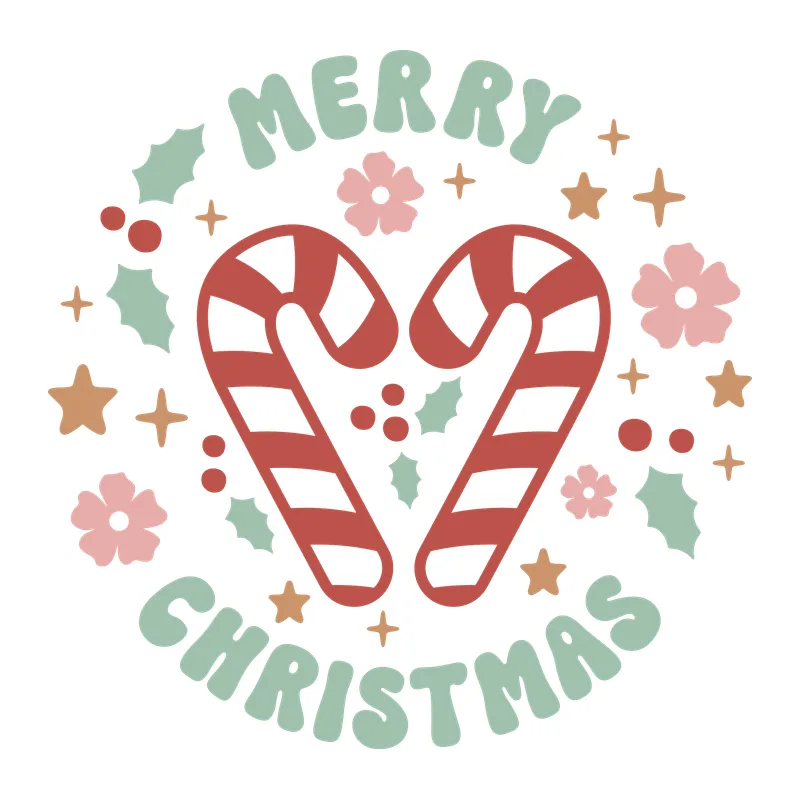 Merry Christmas Candy Cane Heart