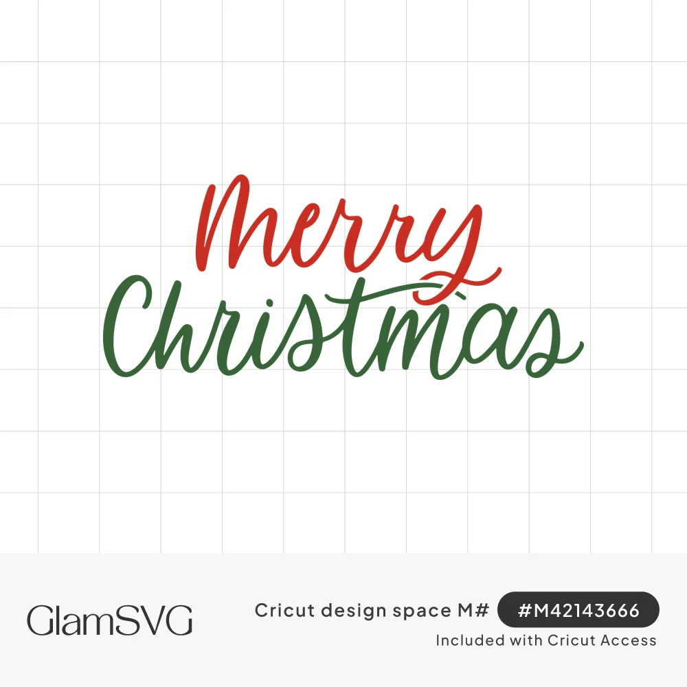 Hand-lettered Merry Christmas in flowing brush script, Merry in red and Christmas in green