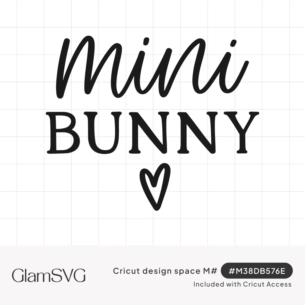 Black lettering reading mini in flowing script above BUNNY in serif capitals, with a small hand-drawn heart below