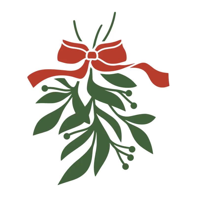 Mistletoe Sprig With Red Bow