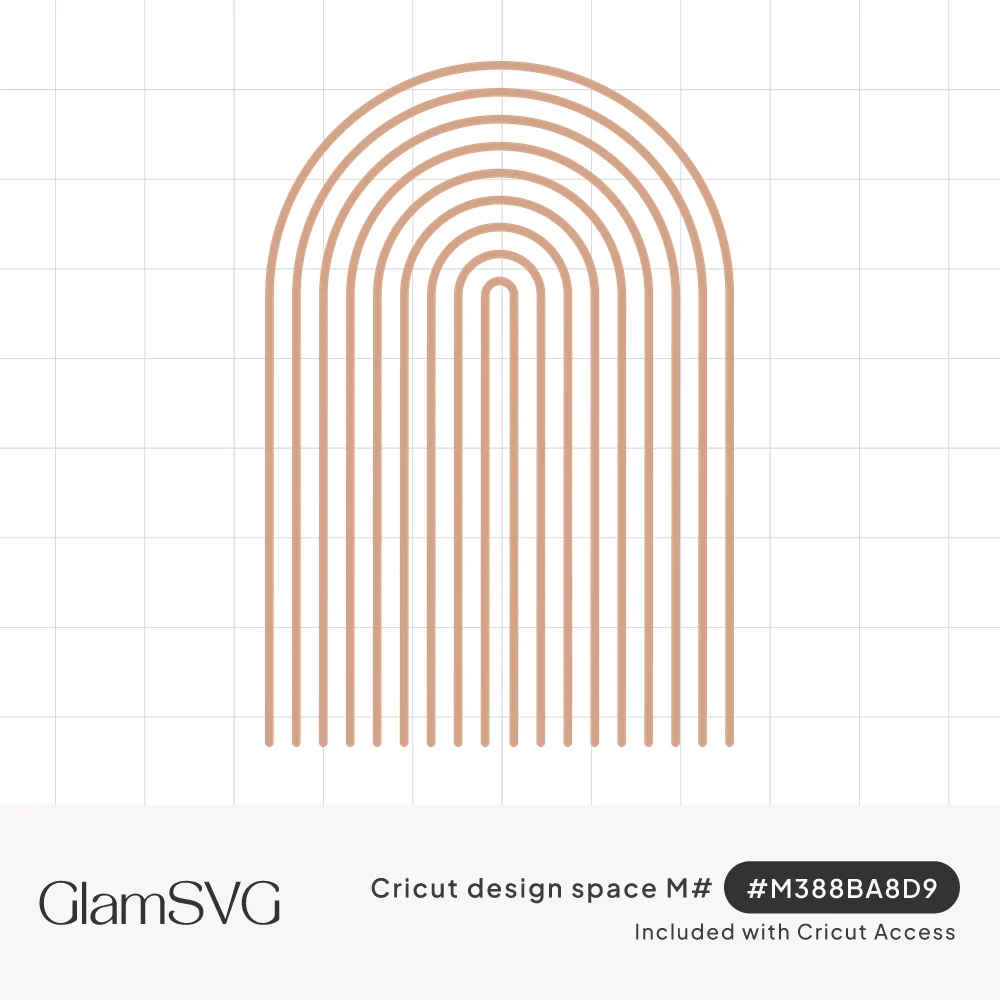 Minimalist boho rainbow of thin nested terracotta line arches with long straight legs on a white background