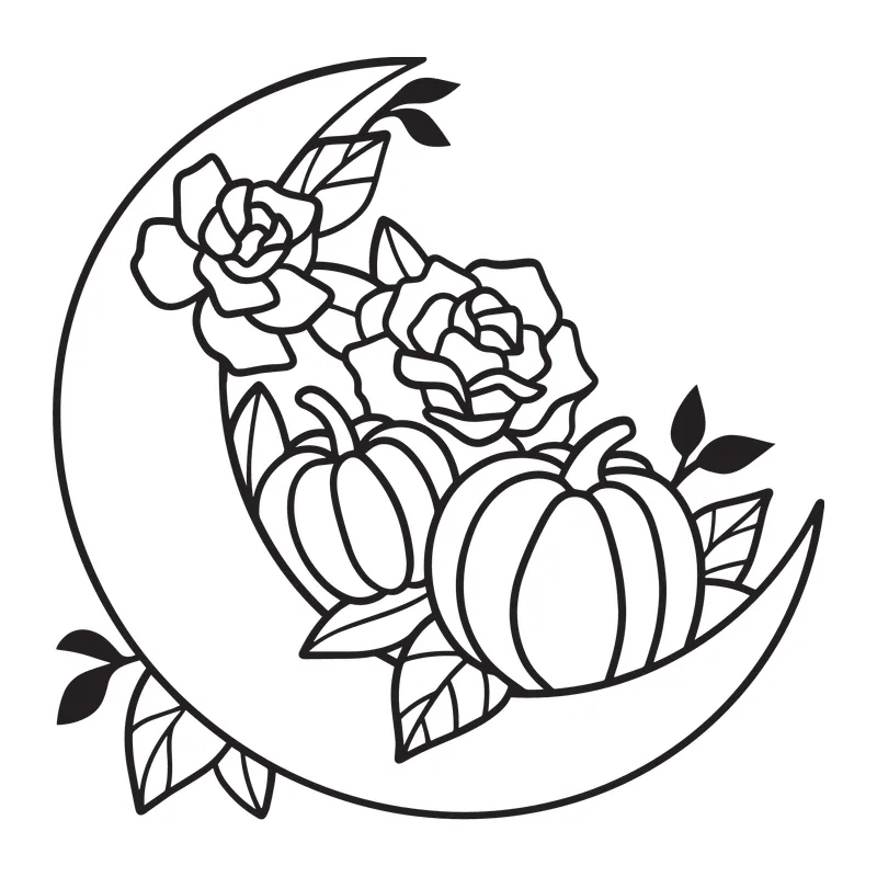 Floral Pumpkin Crescent Moon