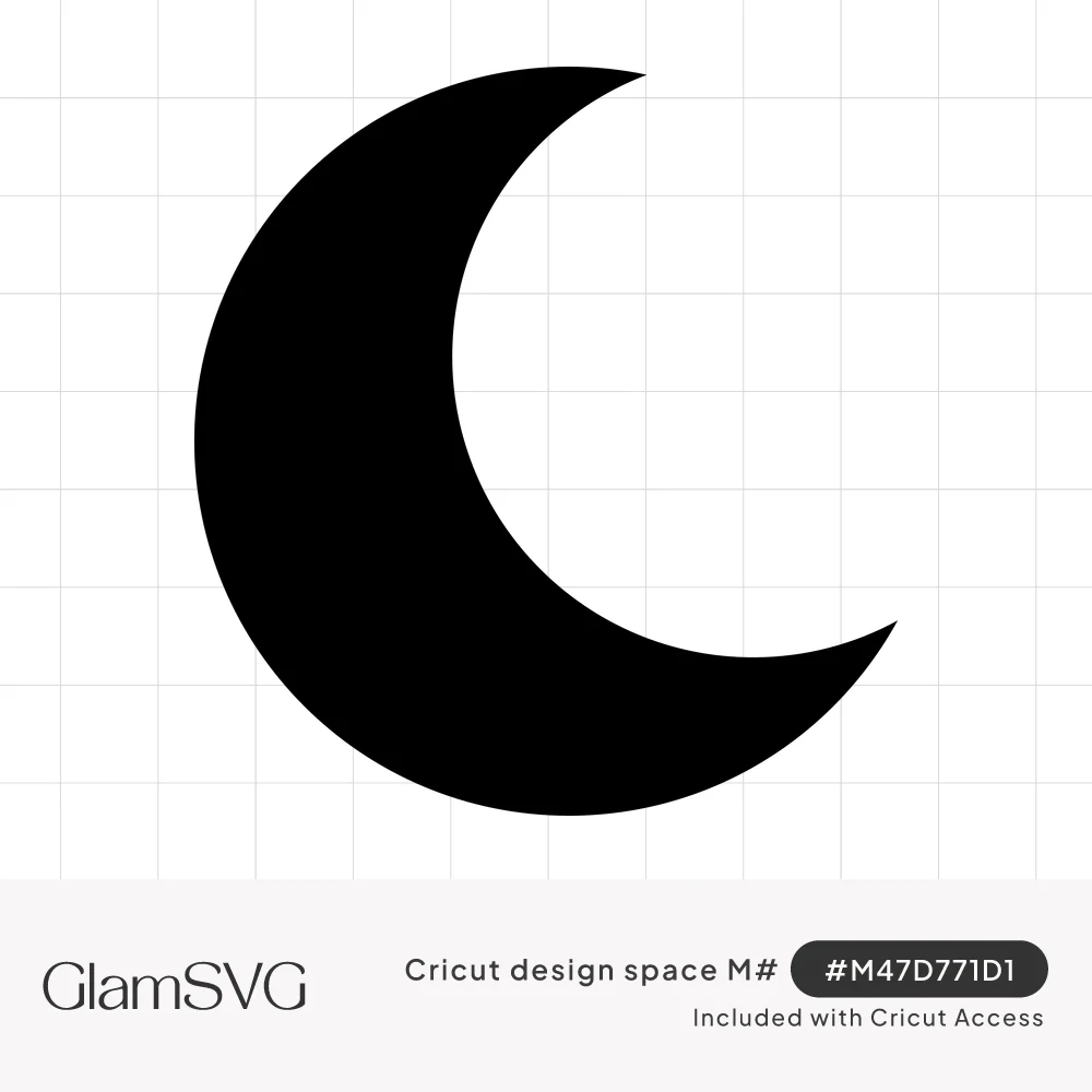 Solid black crescent moon silhouette with a deep curve and pointed tips on a white background