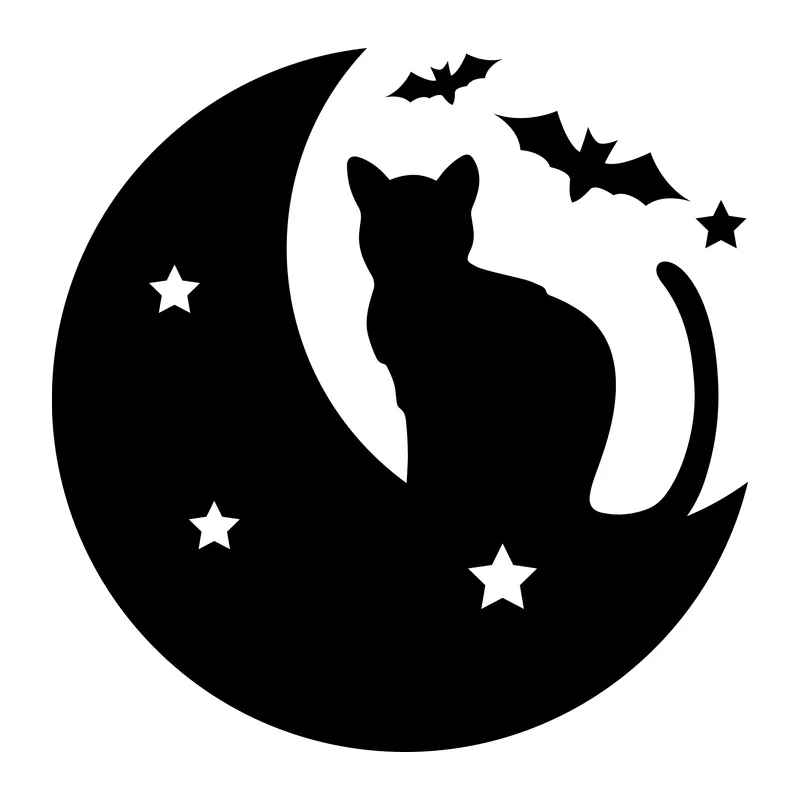 Halloween Cat on Crescent Moon