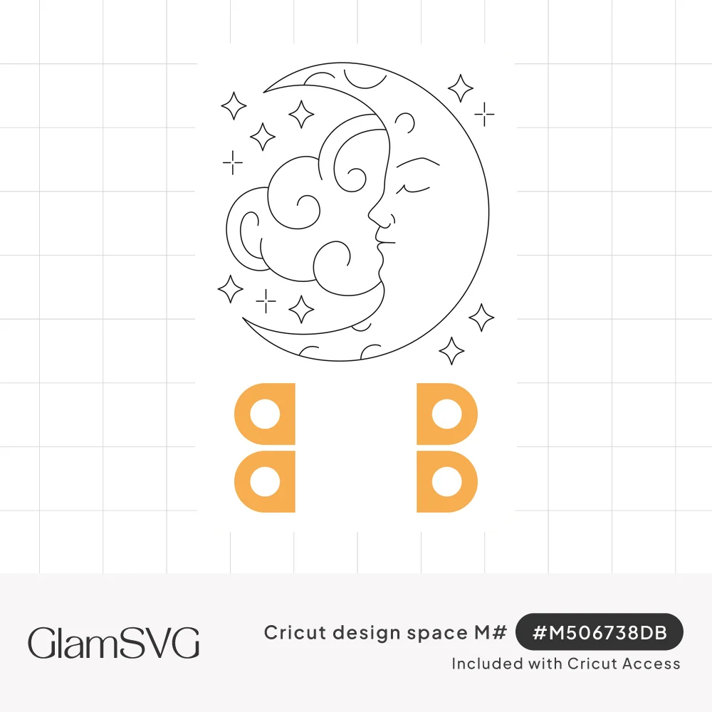 Line art coloring card with a sleeping crescent moon face, swirling clouds, stars, and four crayon slots at the bottom