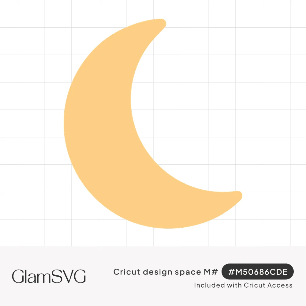 Simple golden yellow crescent moon shape with rounded tips and a thin outline on a white background