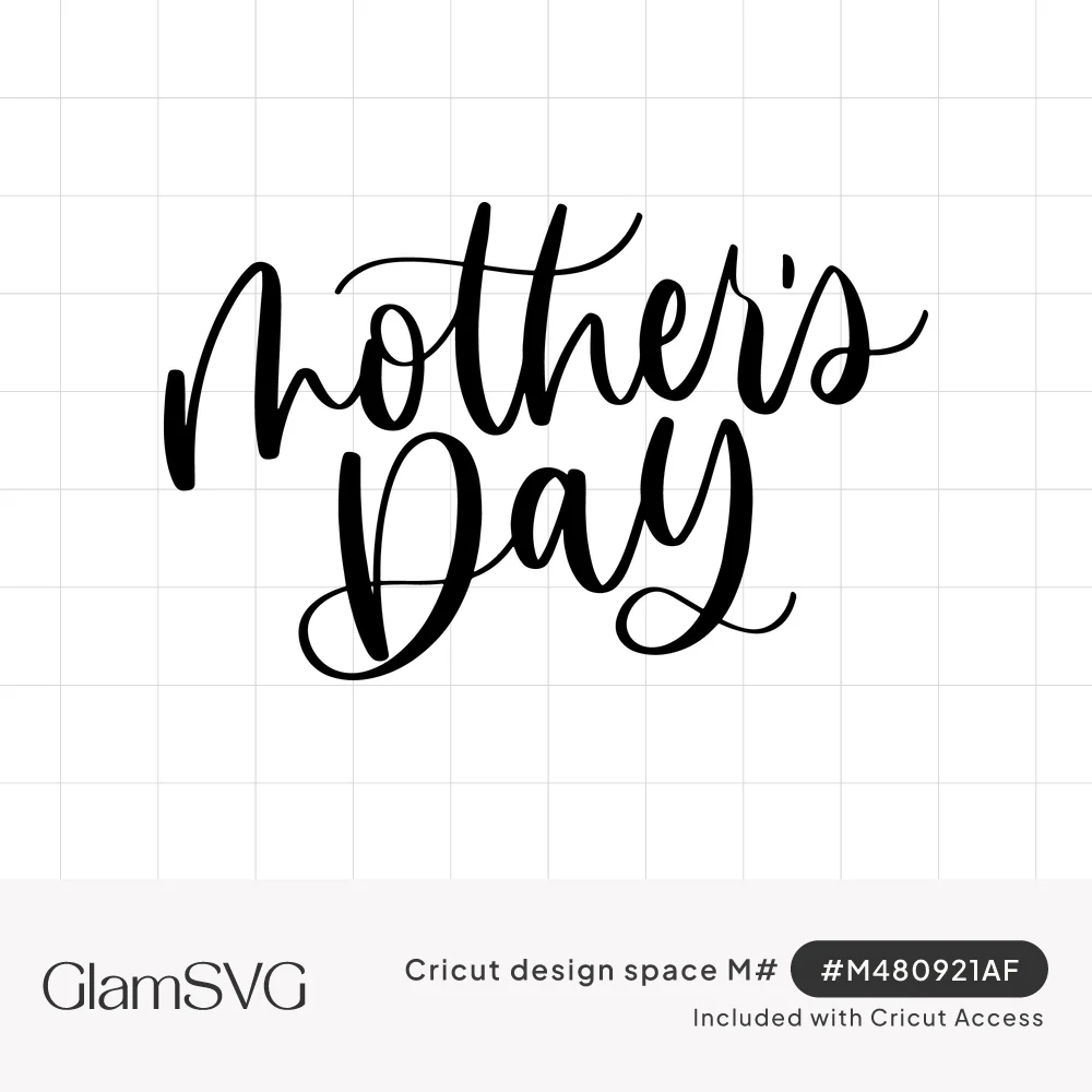Black hand-lettered brush script reading Mother's Day in flowing, bouncy letters on a white background
