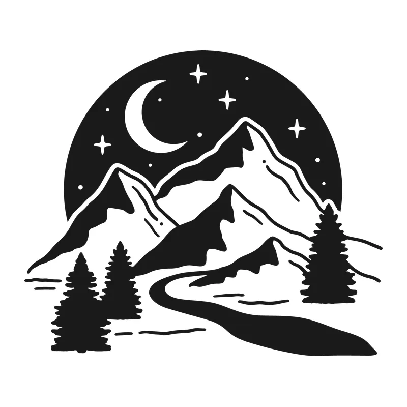 Moonlit Mountain Landscape
