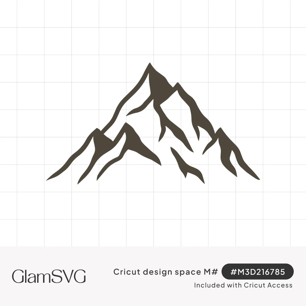 Solid dark silhouette of a jagged mountain range with a tall central peak and ridgelines cut in negative space
