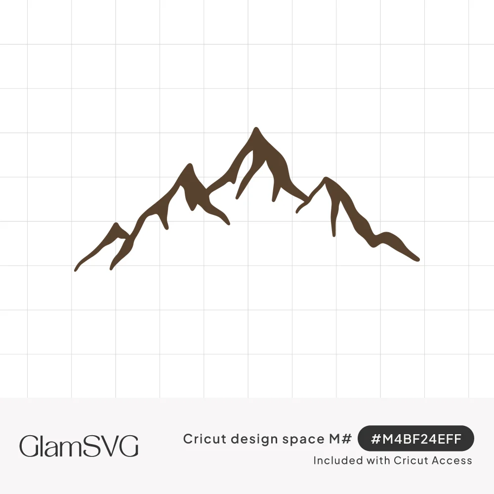 Brown silhouette of a jagged mountain range with a tall central peak and smaller summits on each side