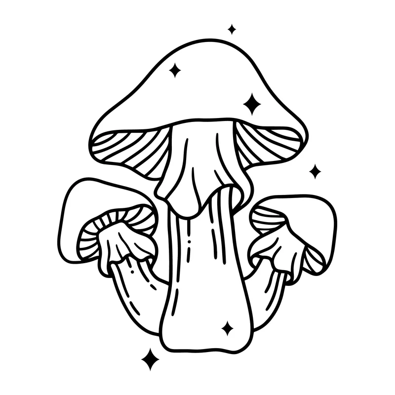 Mushroom Cluster Line Art