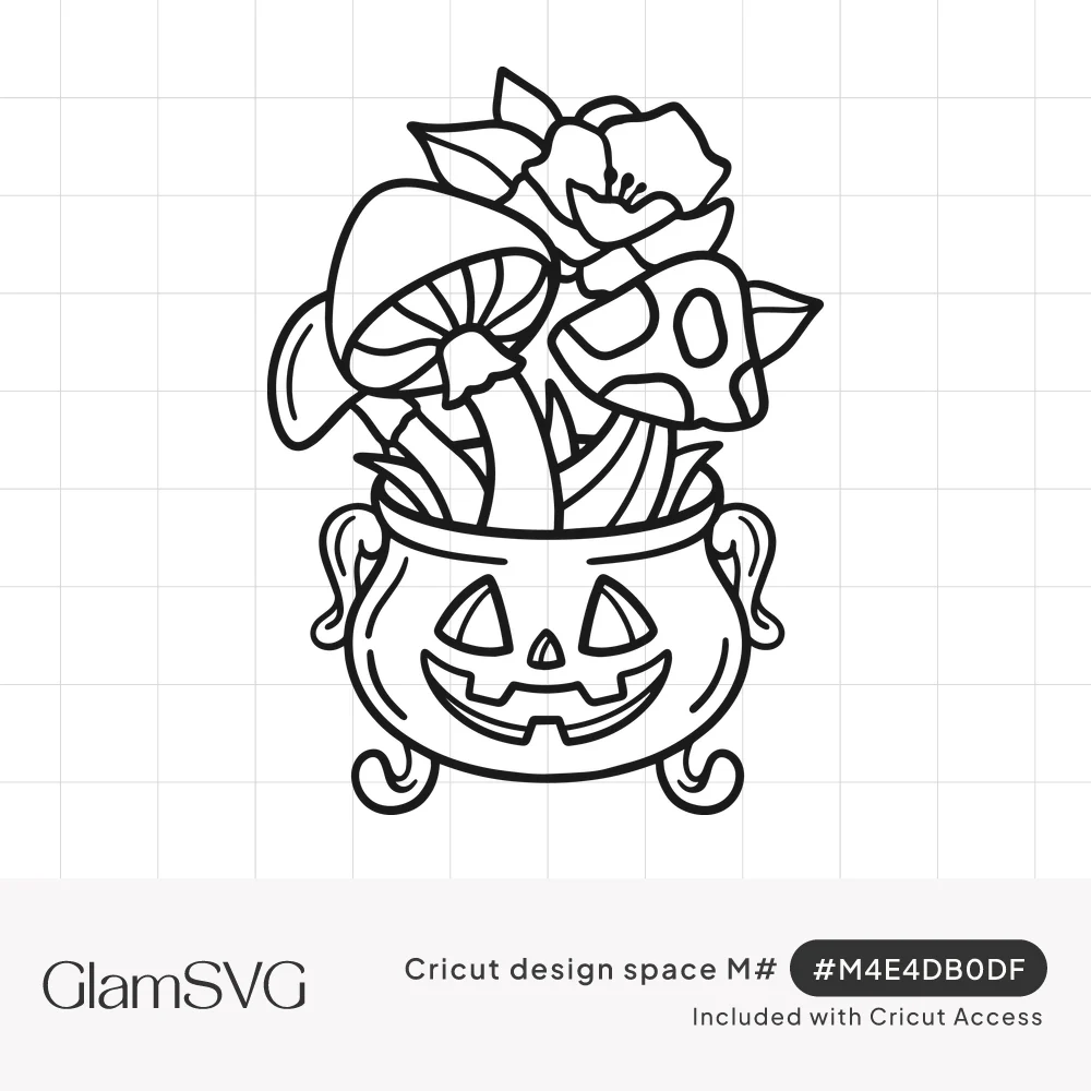 Jack-O-Lantern Cauldron Mushrooms SVG for Cricut | GlamSVG