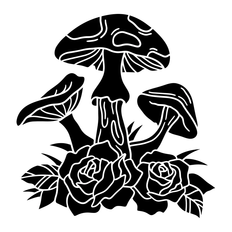 Mushrooms and Roses