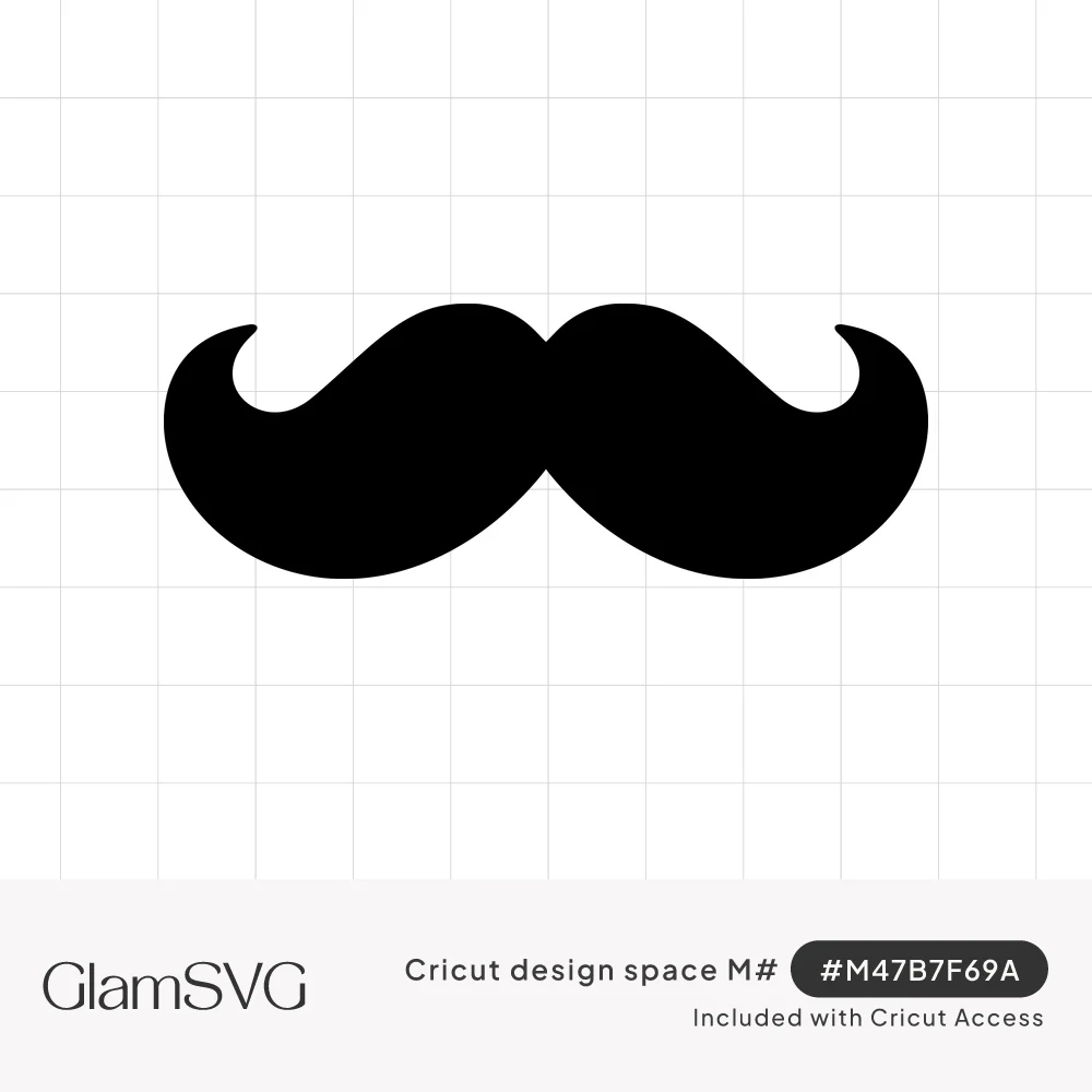 Black silhouette of a curled handlebar mustache on a white background