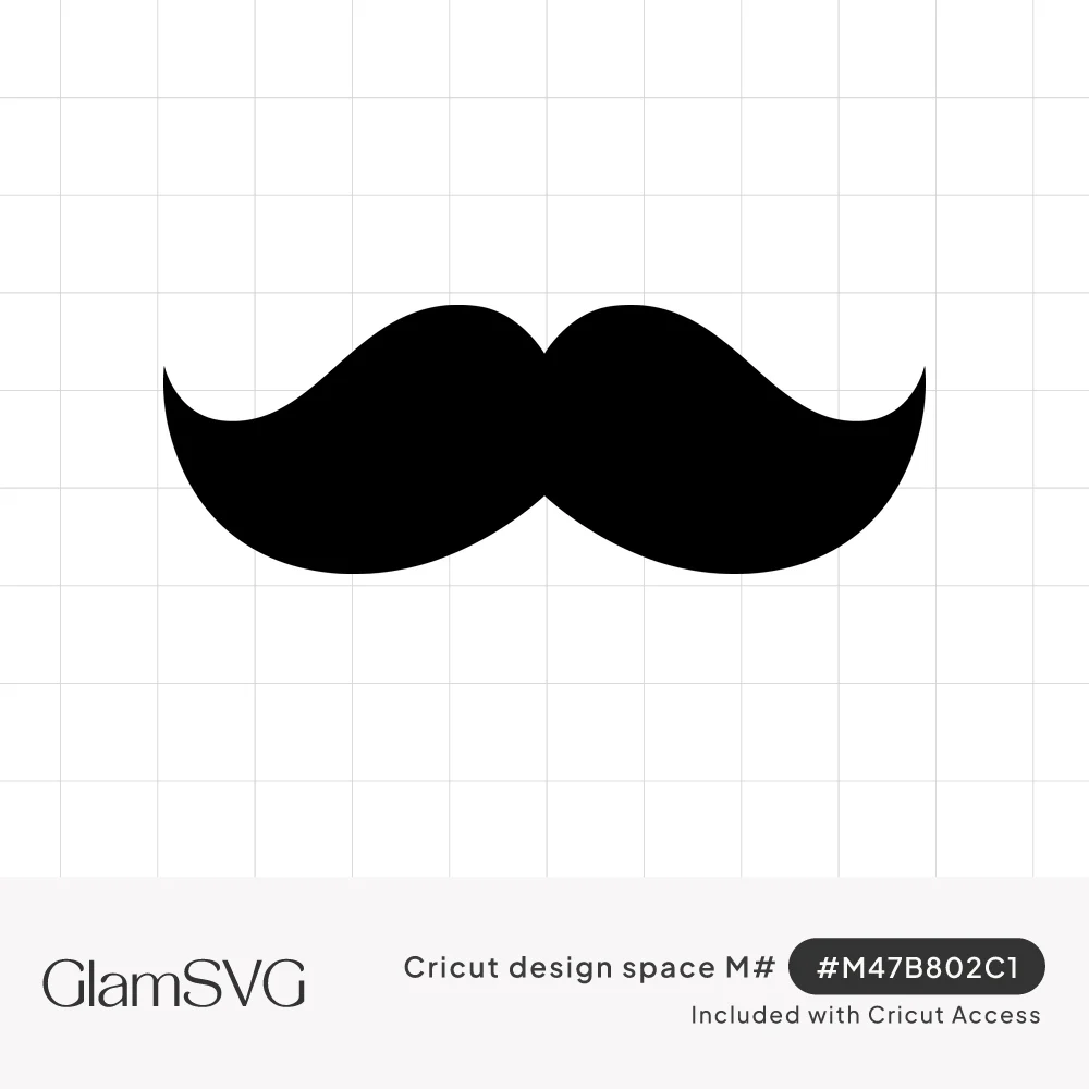 Solid black handlebar mustache silhouette with curled tips on a white background