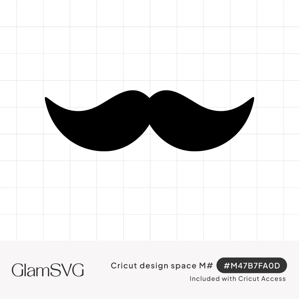 Solid black mustache silhouette with a center dip and two rounded, upturned tips on a white background