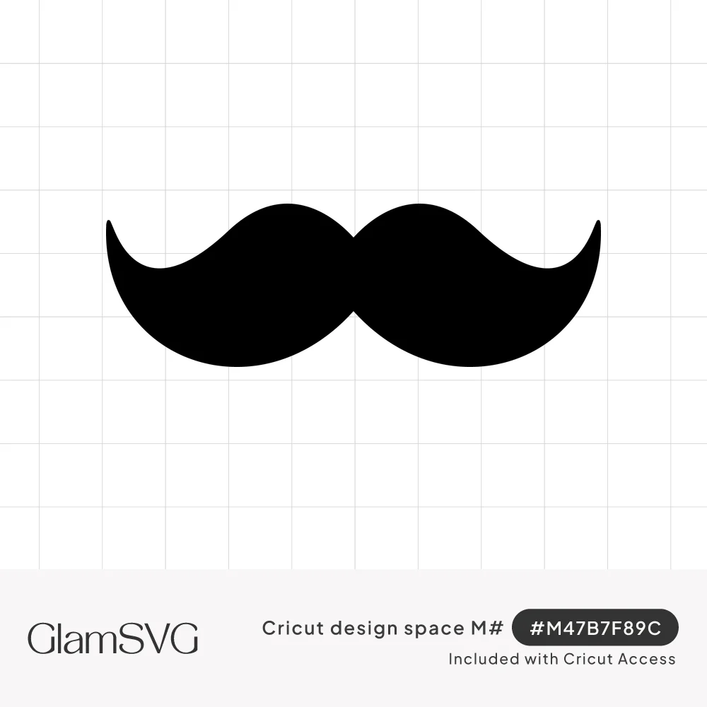 Solid black handlebar mustache silhouette with curled-up tips on a white background