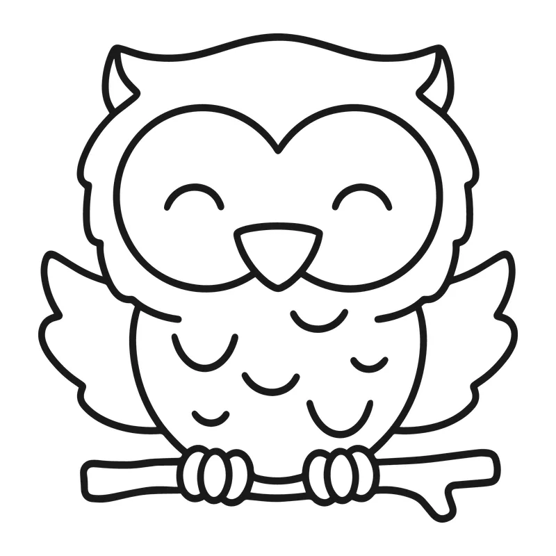 Happy Owl on a Branch
