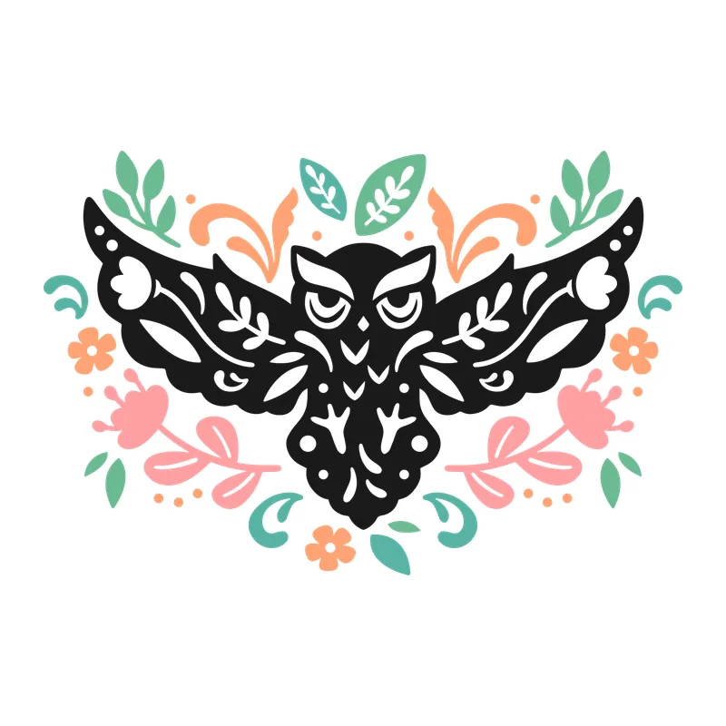 Folk Art Floral Owl