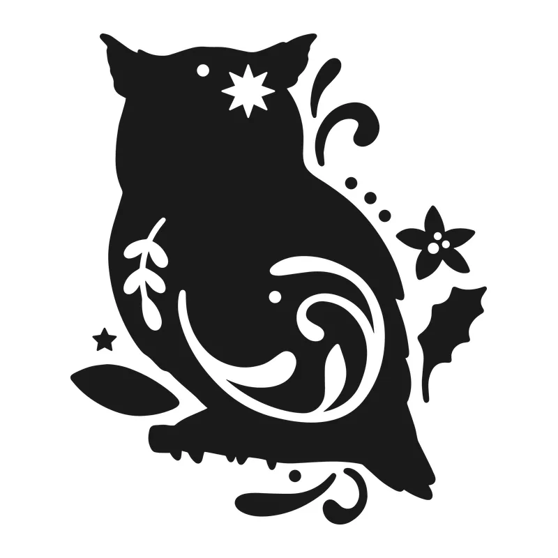 Holly Swirl Owl Silhouette