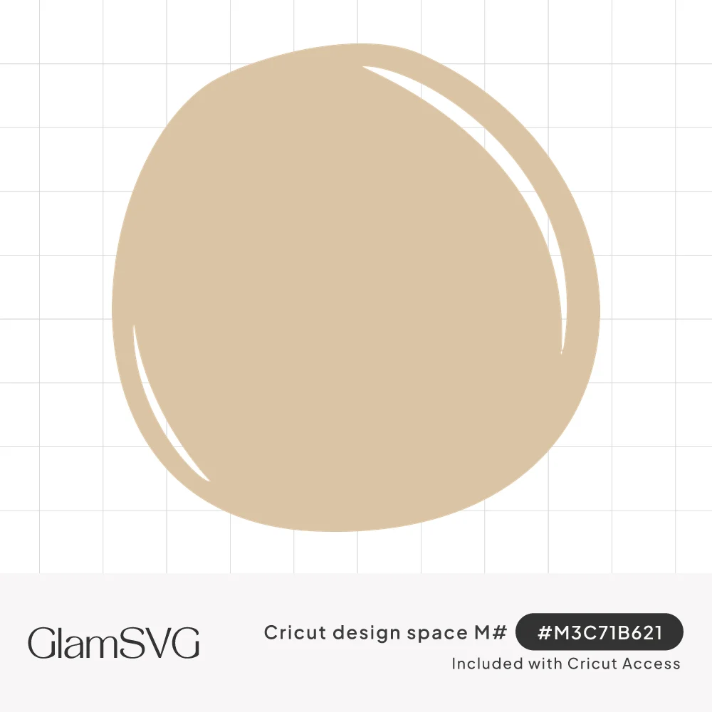 Rounded beige organic blob shape with two thin white curved highlights along its edges for a glossy look