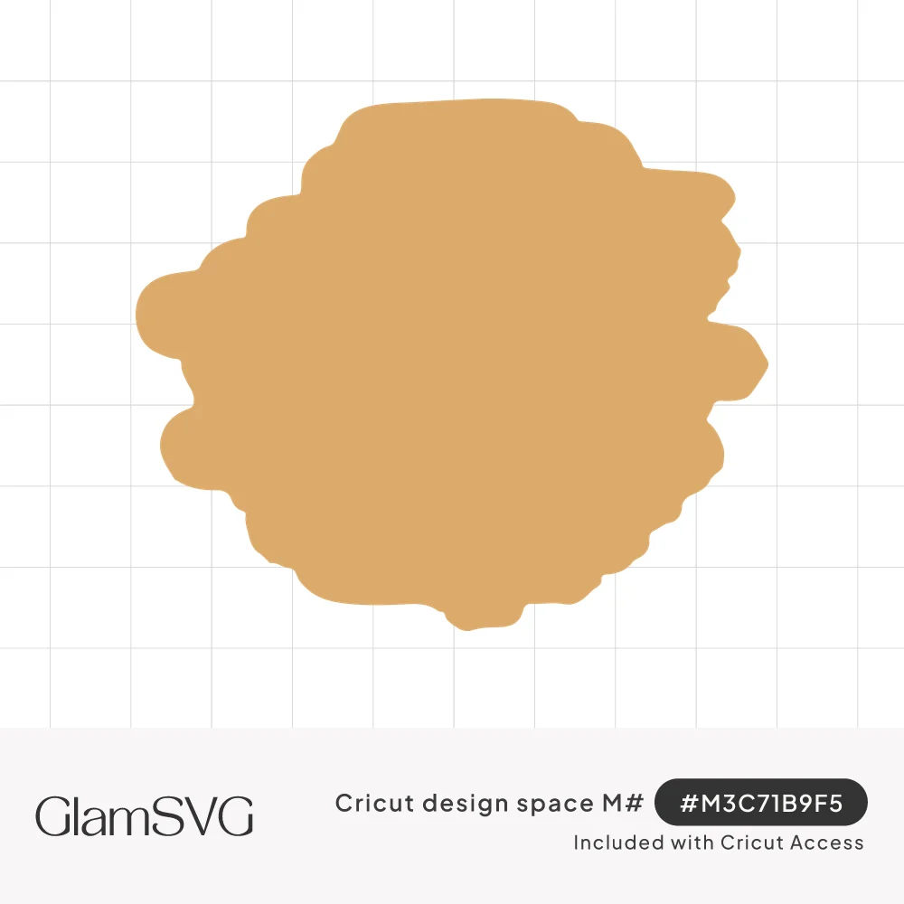 Irregular mustard tan paint brush stroke blob with rough, uneven edges on a white background