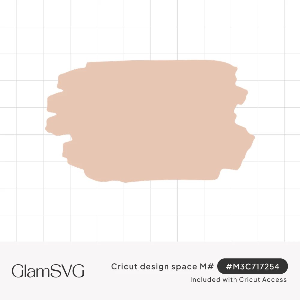 Wide peach paint brush stroke with rough, uneven edges on a white background