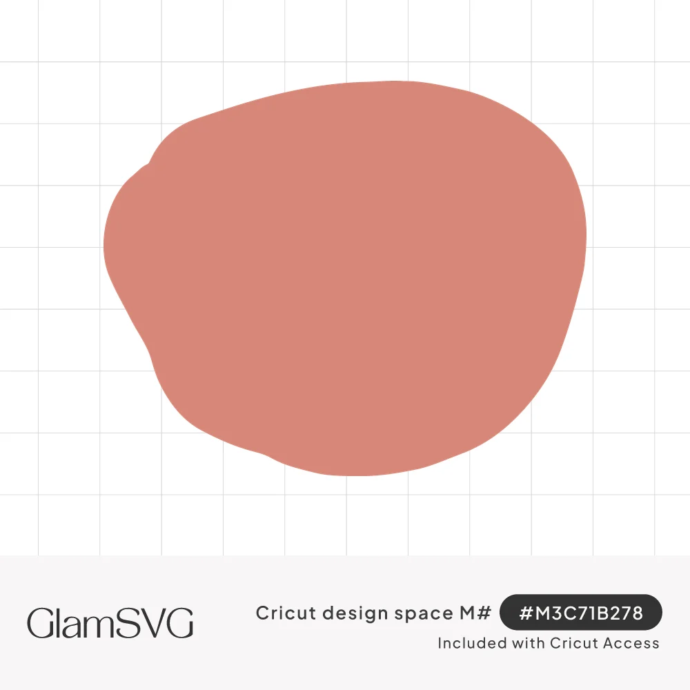 Solid terracotta pink organic blob shape with smooth rounded edges and a slight bump on the left side