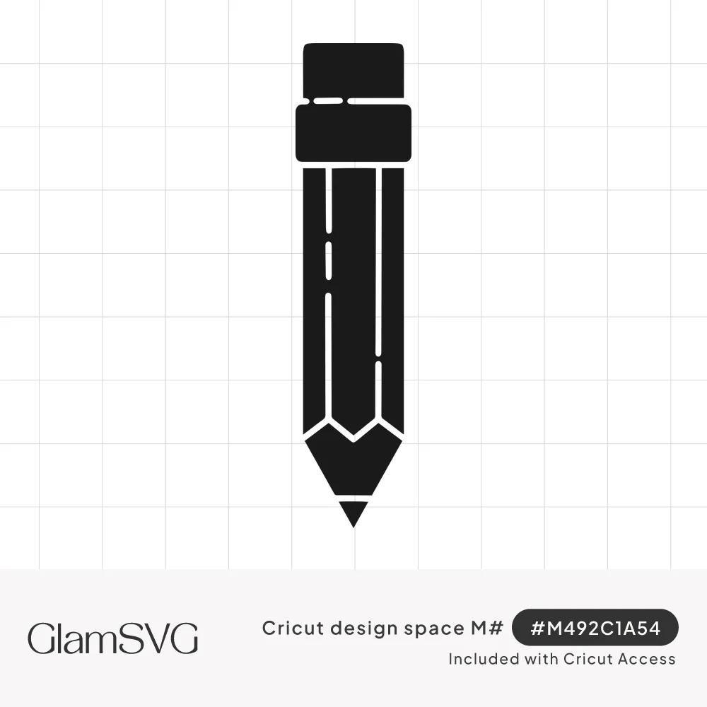 Black silhouette of an upright pencil with eraser, ridged barrel and sharpened point drawn with thin white cut lines