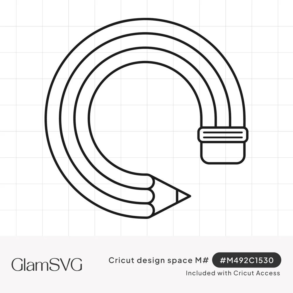 Line drawing of a pencil bent into a circle, its sharpened tip ending just below the eraser