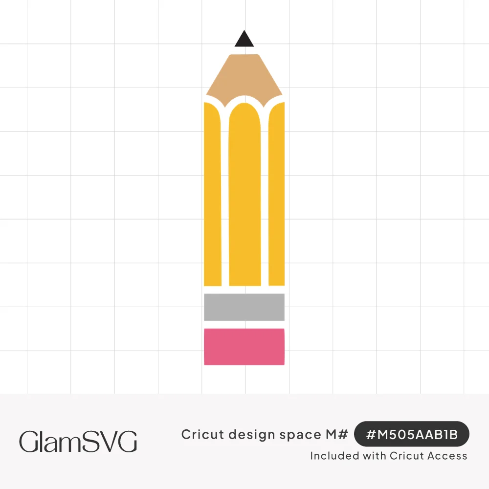Upright yellow pencil with tan sharpened tip, black point, gray metal band and pink eraser on a white background