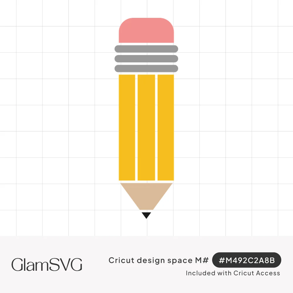Upright yellow pencil with pink eraser, gray metal bands, wooden tip and black lead point in flat style