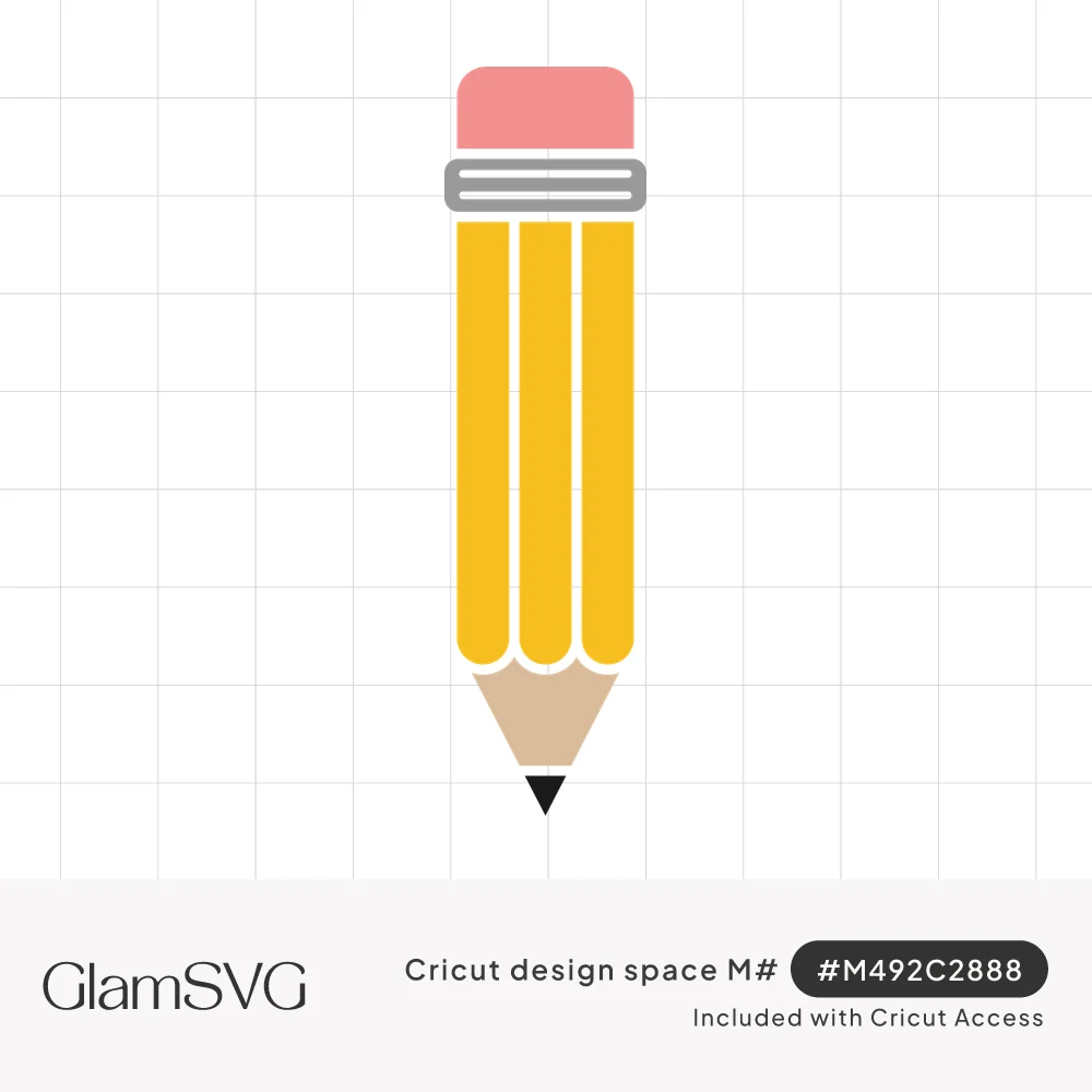 Yellow pencil illustration with pink eraser, silver ferrule and sharpened wooden tip with black lead