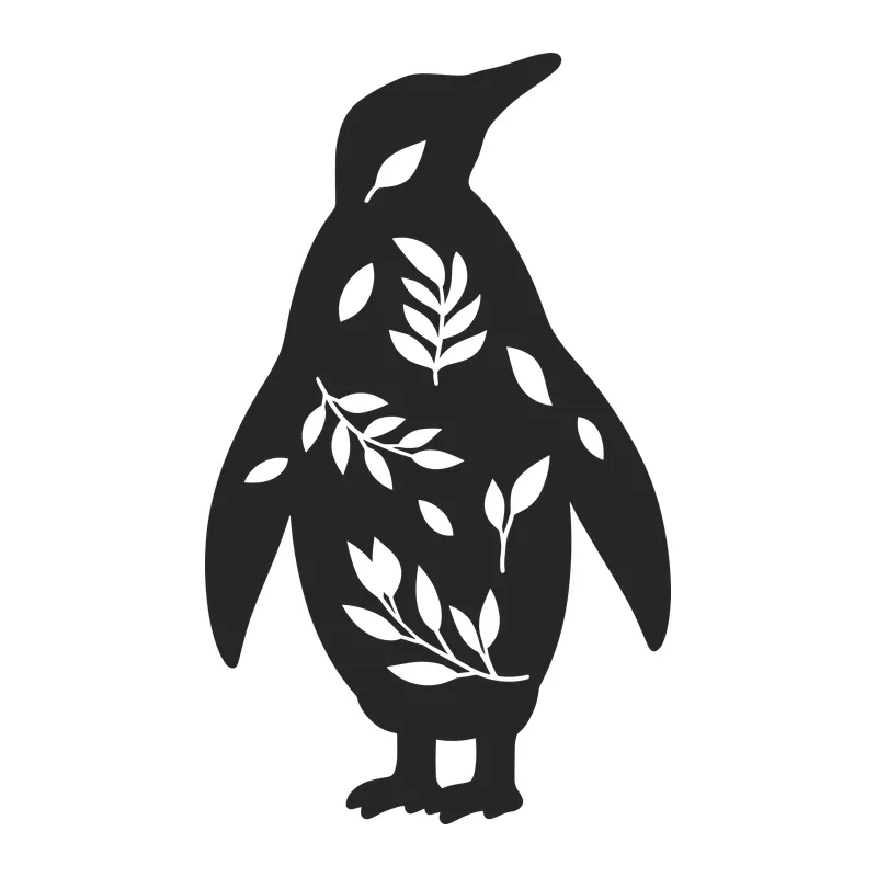 Botanical Penguin Silhouette