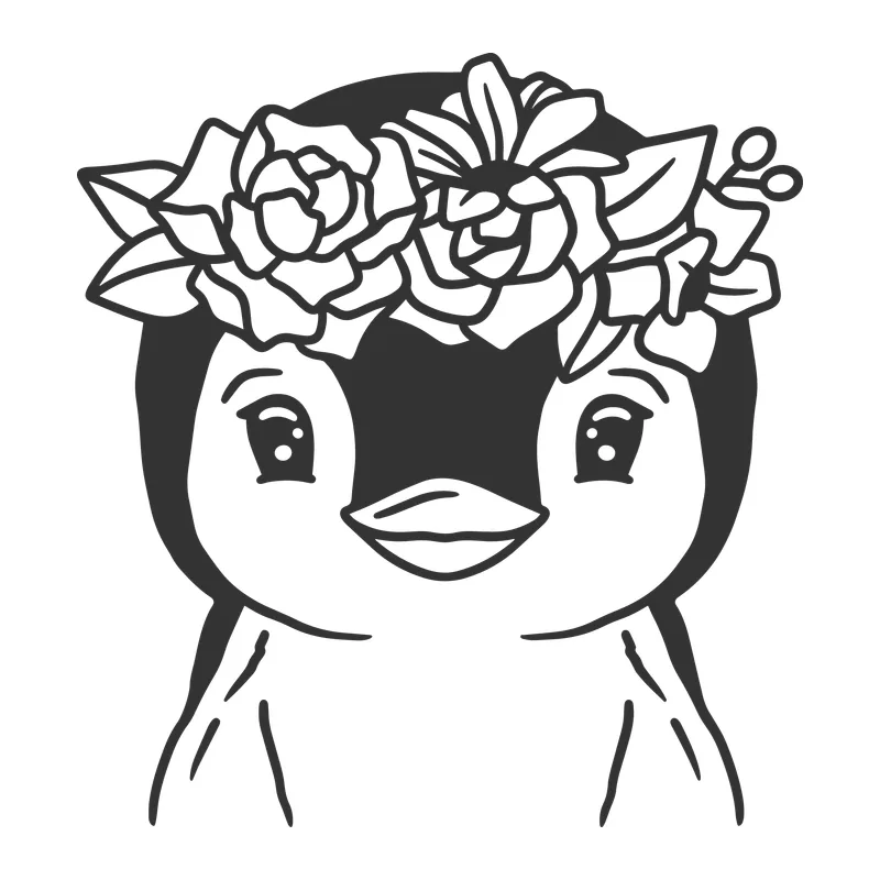 Penguin with Flower Crown