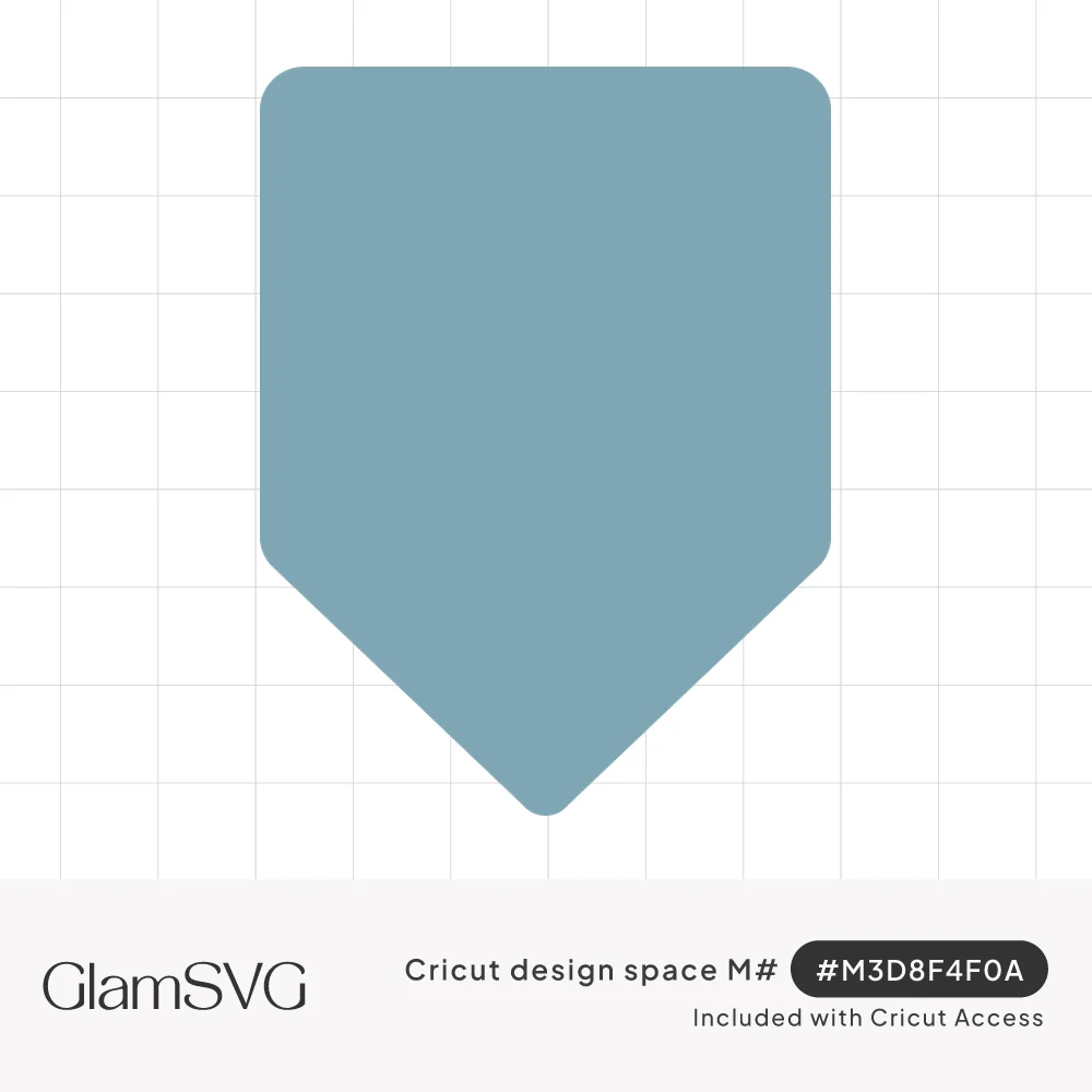 Plain dusty blue pennant flag shape with rounded top corners and a pointed bottom tip