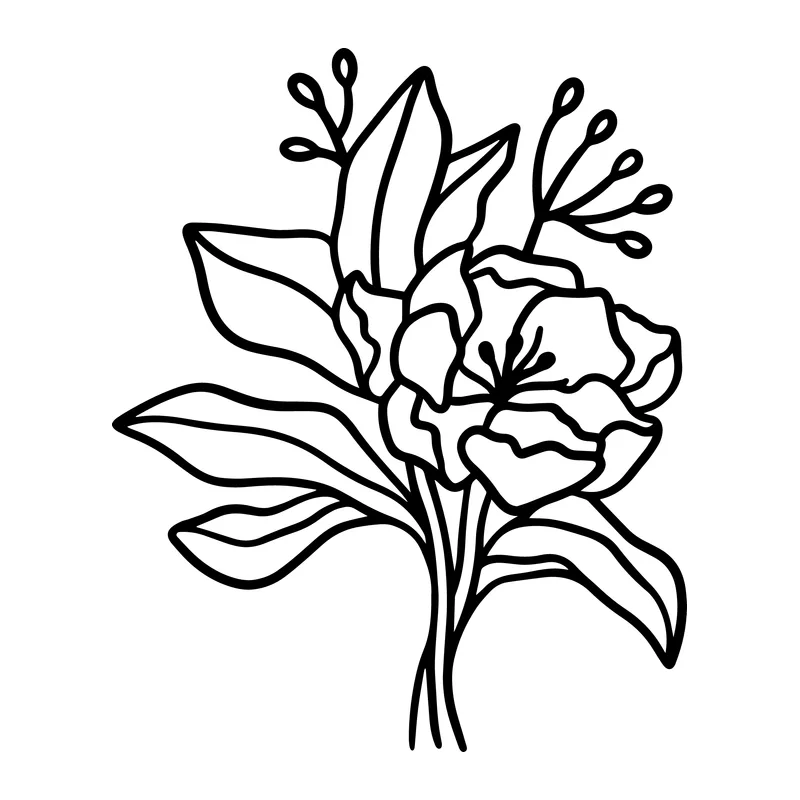 Peony Line Art Bouquet