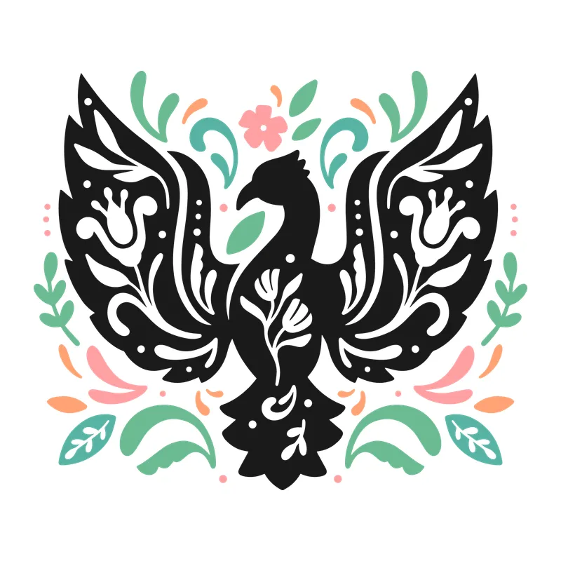 Folk Art Floral Phoenix