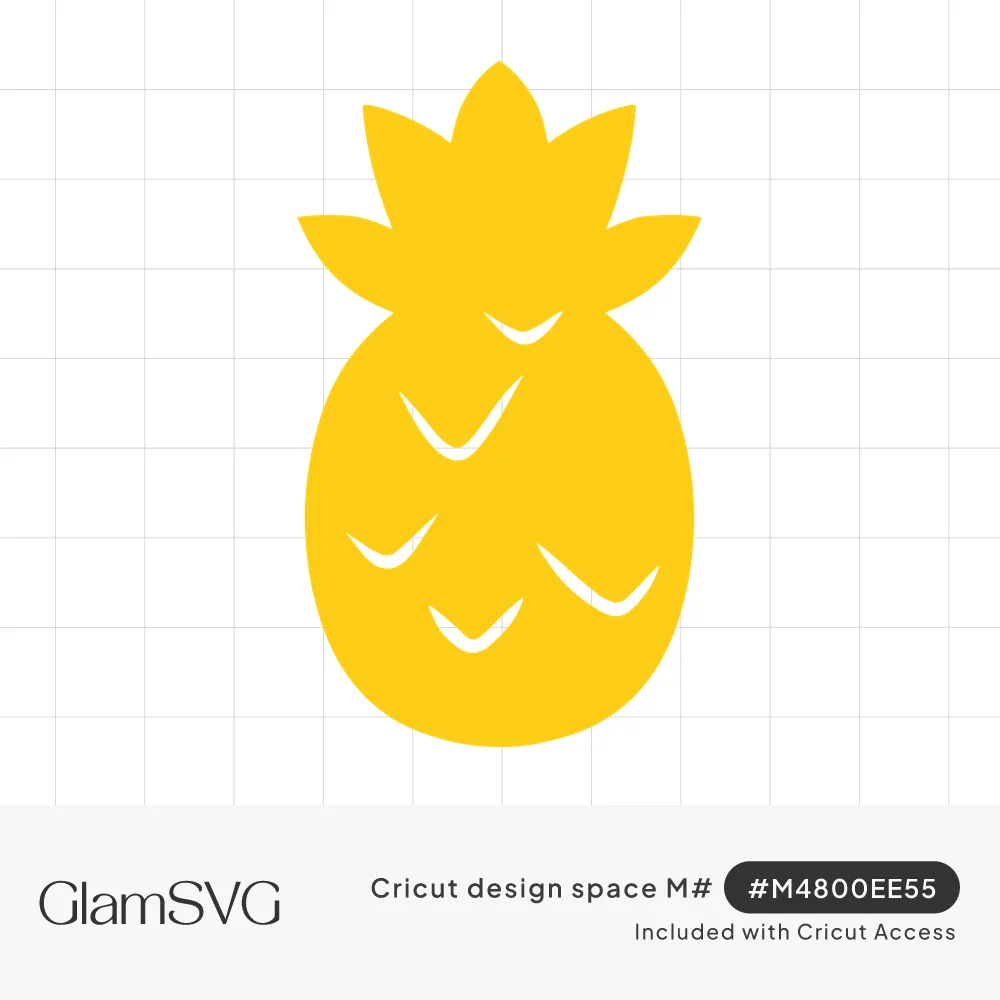 Yellow pineapple silhouette with pointed leaf crown and small curved notches suggesting textured skin