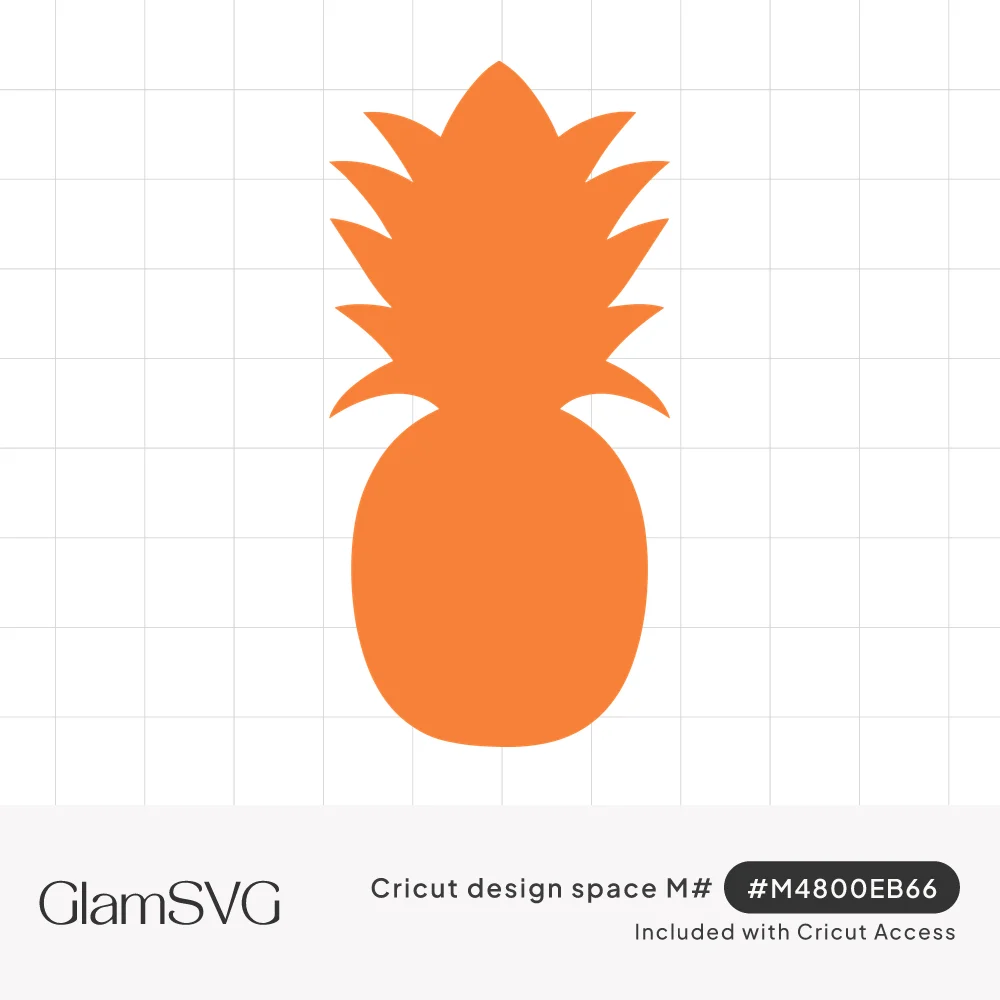 Solid orange pineapple silhouette with a tall crown of pointed leaves above a smooth oval body