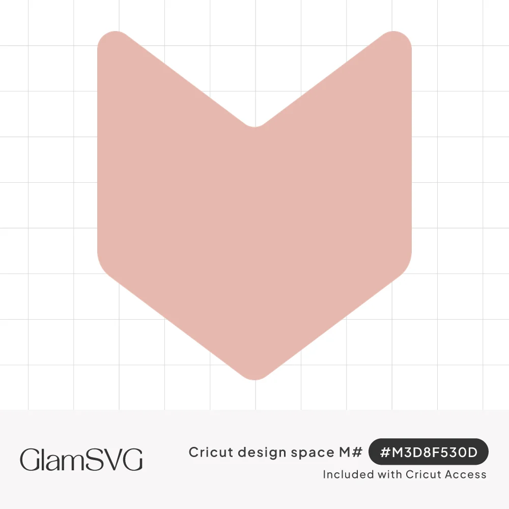 Blush pink pennant shape with a V-notched top, pointed bottom and rounded corners, like a downward chevron