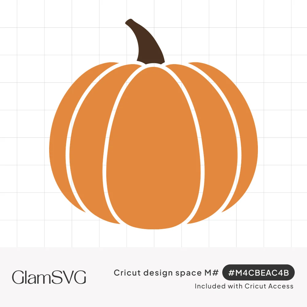 Simple orange pumpkin with white lines separating its ribbed sections and a curved dark brown stem