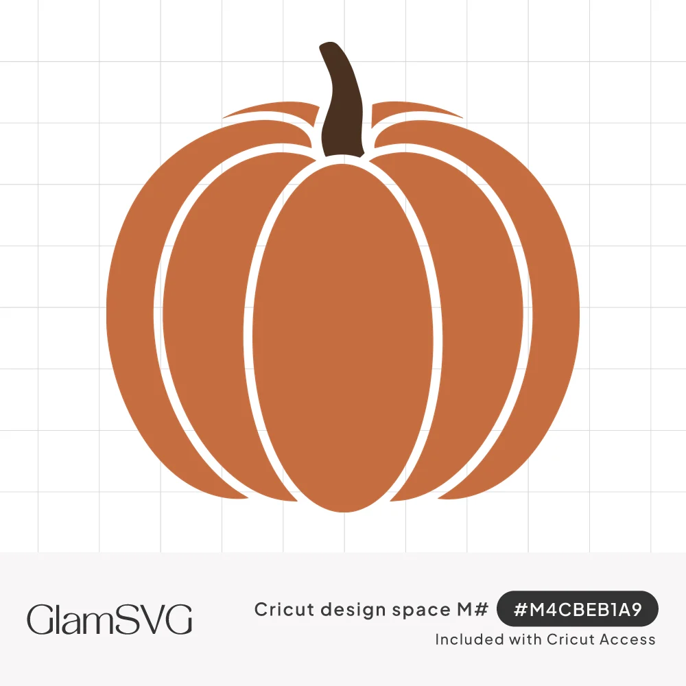 Burnt orange pumpkin with curved segment lines and a short dark brown stem on a white background
