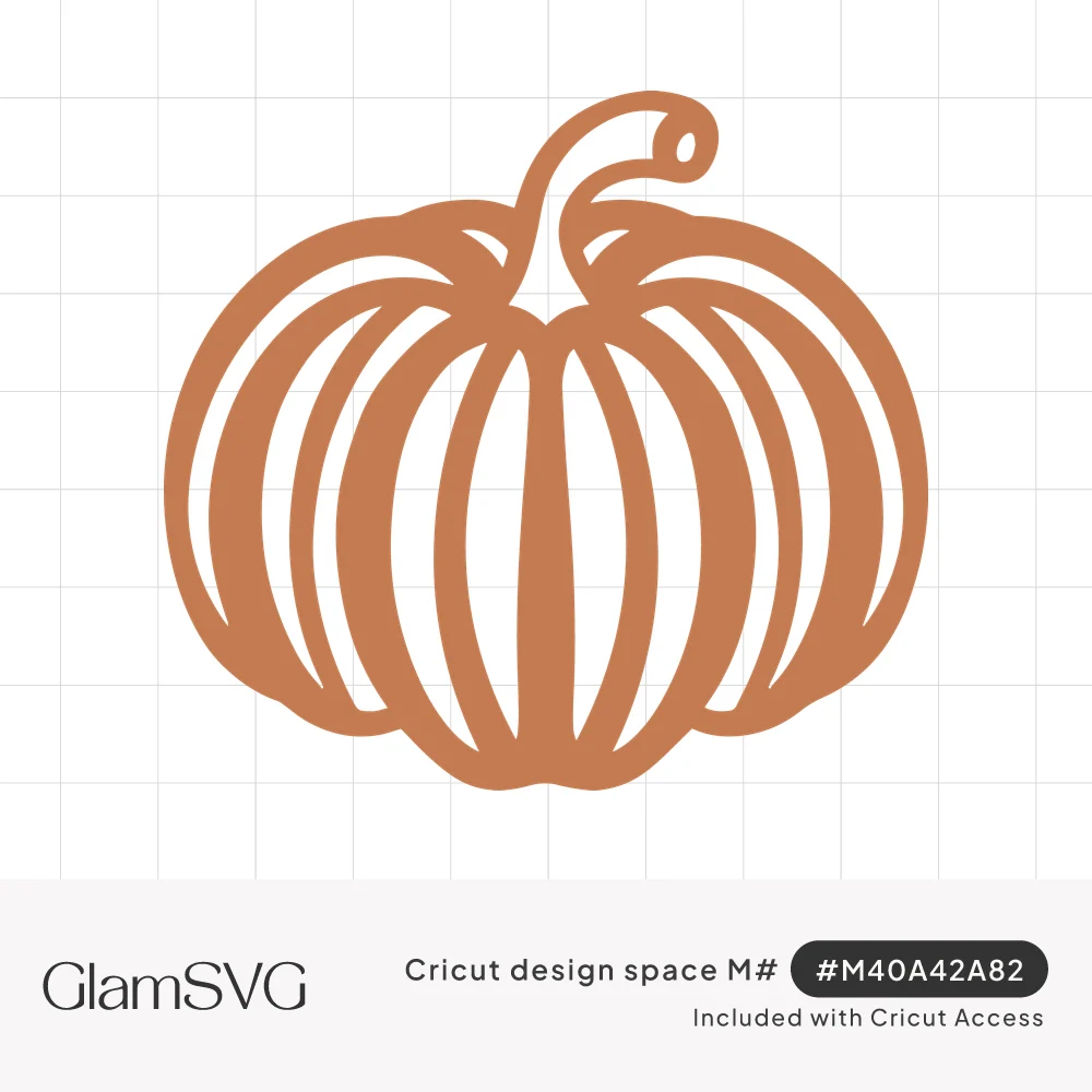 Burnt orange pumpkin silhouette with open curved ribs and a curling stem on a white background