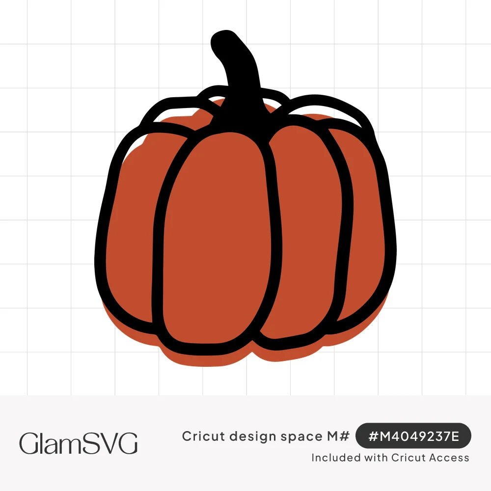 Hand-drawn pumpkin with a thick black outline, curved stem and a burnt orange fill offset slightly from the lines