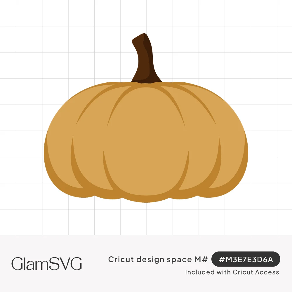 Illustration of a wide tan pumpkin with curved golden ribs and a dark brown curled stem on a white background