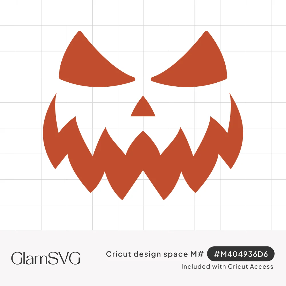 Orange jack-o'-lantern face with angry slanted eyes, triangle nose and a wide jagged mouth of pointed teeth